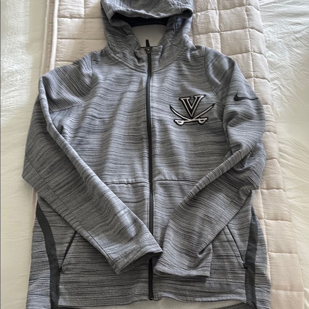 Virginia Basketball Nike Heather Gray Full-Zip Hoodie with Emblem